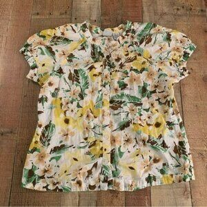 Caribbean Joe Island wear resort button up blouse with floral print large